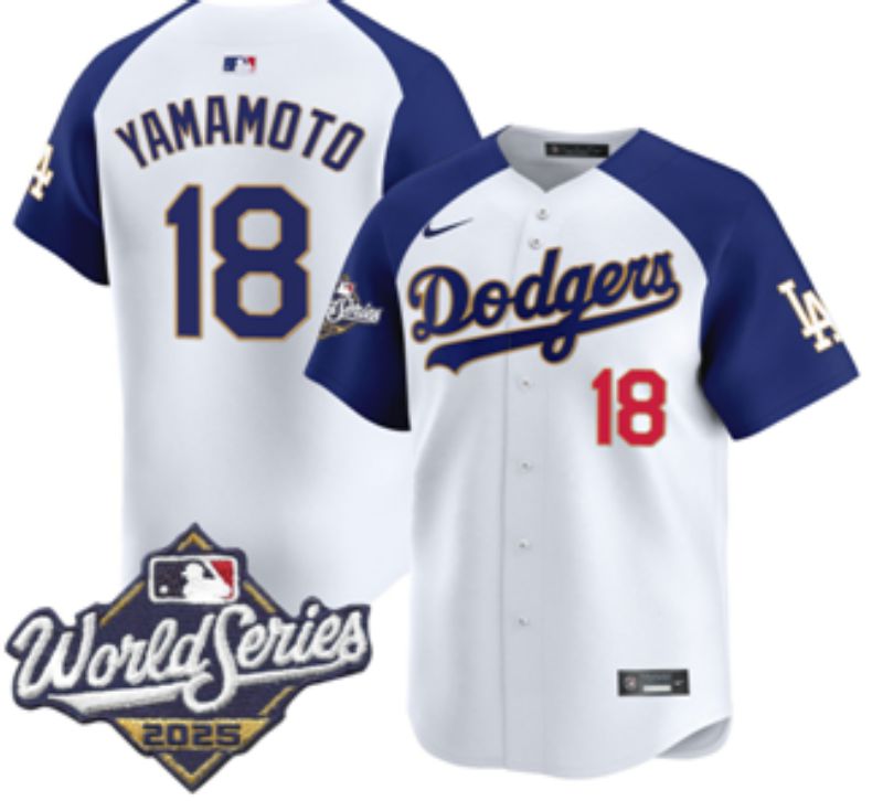 Men Los Angeles Dodgers #18 Yamamoto White Gold 2026 Nike Game MLB Jersey 001